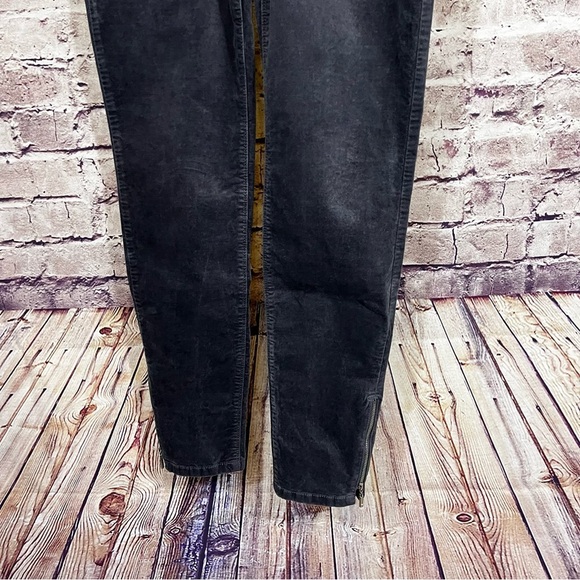 White House Black Market Gray Velvet Skinny Zipper Hem Pants - Picture 3 of 9